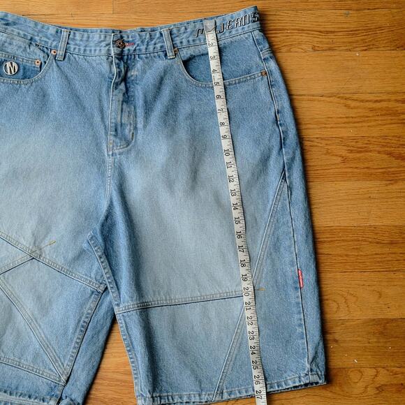 Y2K MOJEANS Baggy Carpenter Denim Shorts Light Wash Blue Size 40 Hip-Hop Skater - Picture 13 of 15